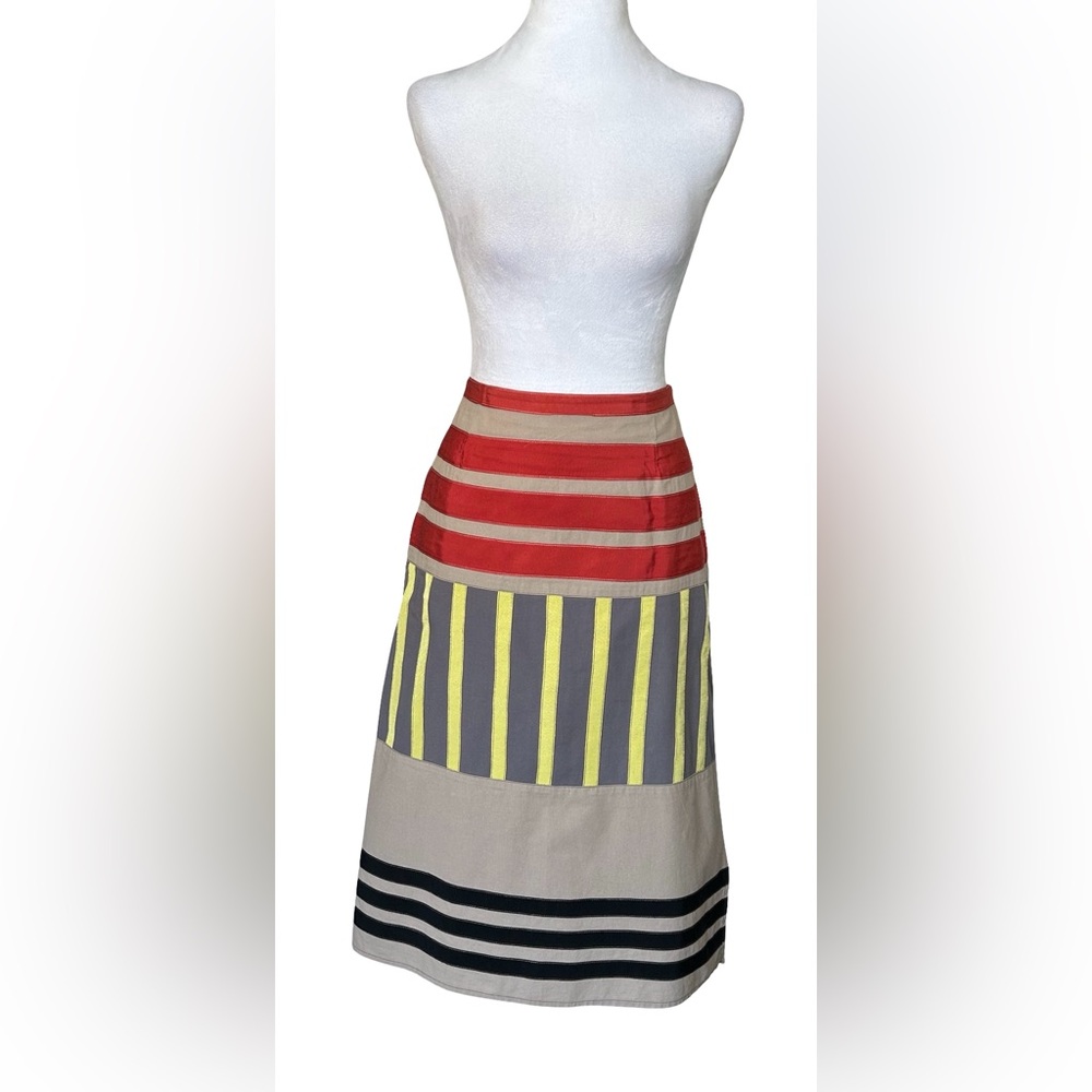 Neeah by D.A.R. Striped Midi Skirt Multicolor Cotton Size M Modest Art Boho - Picture 2 of 11